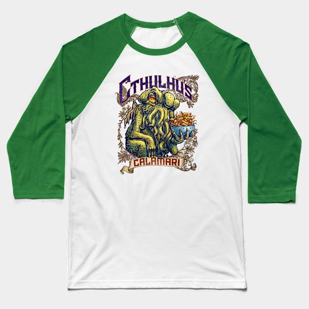 Cthulhu's Calamari Baseball T-Shirt by ChetArt